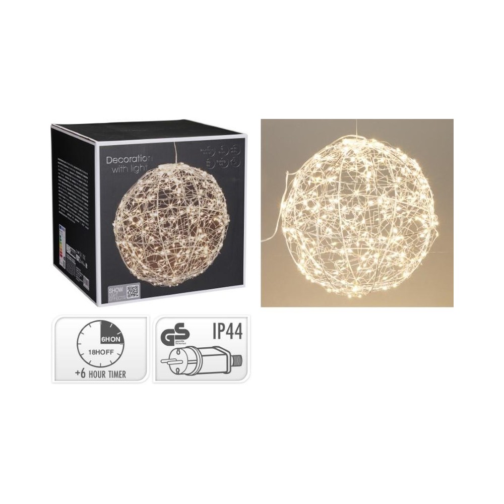 SFERA METALLO ARGENTO 300 LED D.25
